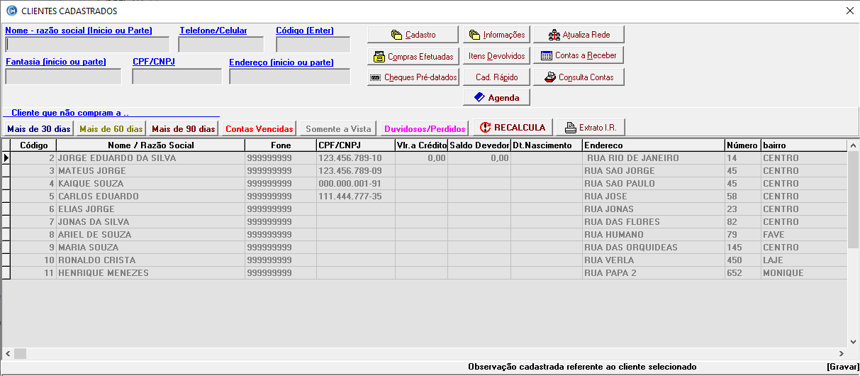 Clientes Cadastrados